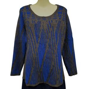 Elena Wang Heavy Sweater, Gray and Blue,‎ Size M NWT